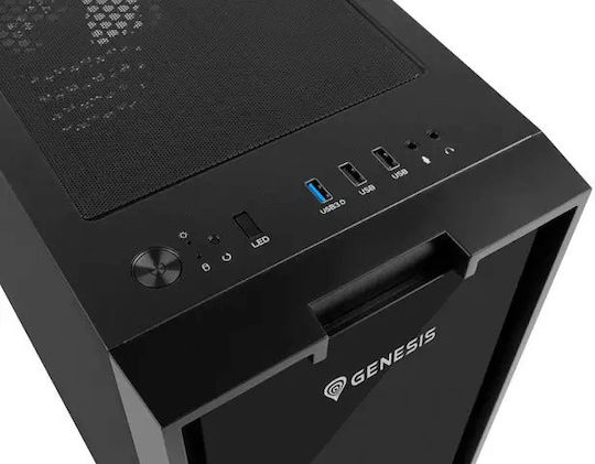 Genesis Irid 353 ARGB Геймърско Micro Tower Компютърна Кутия с Страничен Прозорец Черна