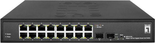 Level One GES-2118 Hilbert Managed L2 Switch με 16 Θύρες Gigabit (1Gbps) Ethernet και 2 SFP Θύρες