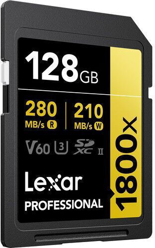 Lexar Professional 1800x SDXC 128GB U3 V60 UHS-II 280MB/s with Adapter