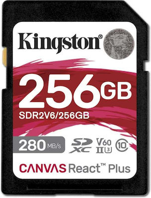 Kingston Canvas React Plus V60 SDXC 256GB Clasa 10 U3 V60 UHS-II