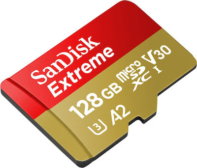 Sandisk Extreme microSDXC 128GB Class 10 U3 V30 A2 UHS-I με αντάπτορα SDSQXAA-128G-GN6AA