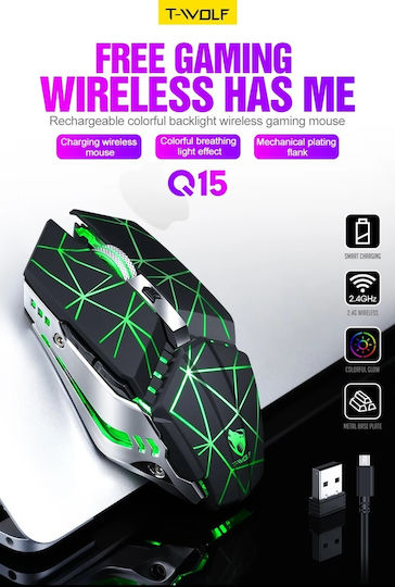 T-Wolf Q15 Ασύρματο Gaming Ποντίκι Star Black