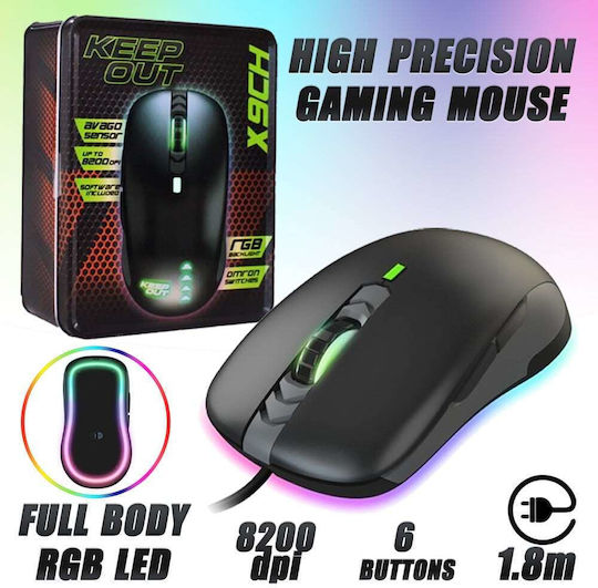 Keep Out X9CH RGB Gaming Ποντίκι 8200 DPI Μαύρο