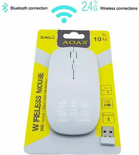 Aoas AOAS R-601 Ασύρματο Gaming Ποντίκι Λευκό