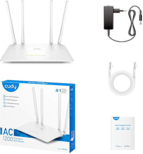 Cudy WR1200 v2 Безжичен Рутер Wi-Fi 5 - Wi-Fi 5 с 5 Порта Ethernet