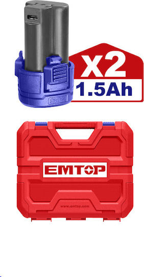 Emtop ECiDL12620 Ударен Двигател За Бормашина На Батерия 12V 2x1.5Ah