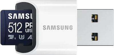 Samsung PRO Ultimate microSDXC 512GB Klasse 10 U3 V30 A2 UHS-I mit USB-Lesegerät