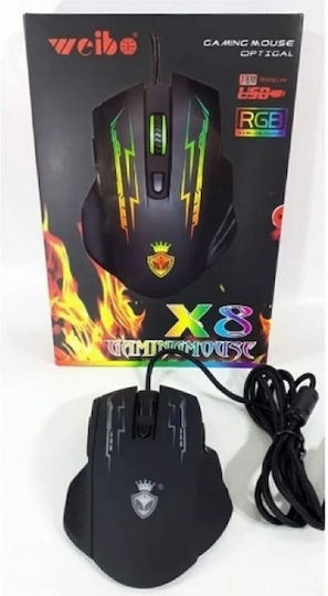 Weibo X8 RGB Gaming Mouse 3200 DPI Negru