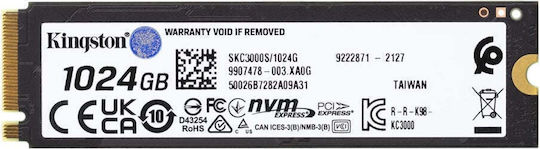 Kingston KC3000 SSD 1TB τύπου M.2 με σύνδεση PCI Express 4.0 (PS5 Compatible) SKC3000S/1024G