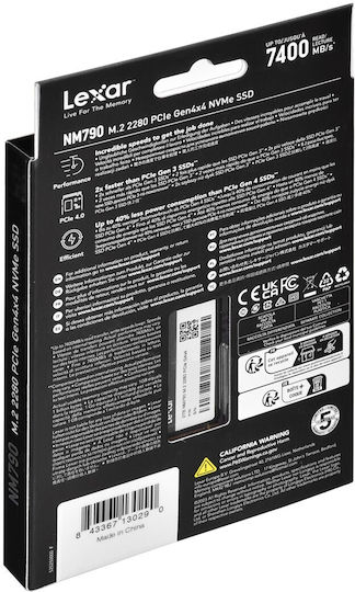 Lexar NM790 SSD 2TB M.2 Type with PCI Express 4.0 Connection and Heatsink PS5 Compatible LNM790X002T-RNNNG