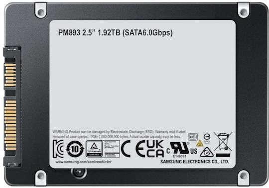 Samsung PM893 SSD 480GB 2.5'' Type with SATA III Connection MZ7L3480HCHQ-00A07 Bulk