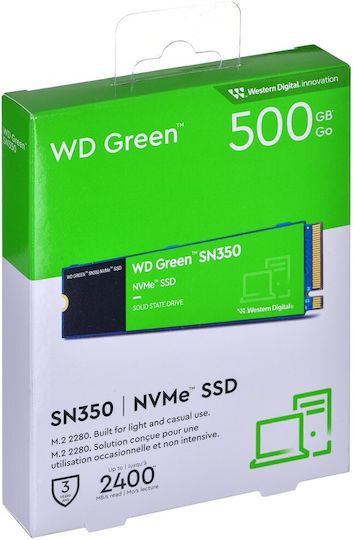 Western Digital Green SN350 SSD 500GB τύπου M.2 με σύνδεση PCI Express 3.0 WDS500G2G0C