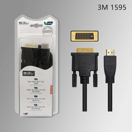 SGL Cablu DVI-D - HDMI de sex masculin 3m Negru (094991)