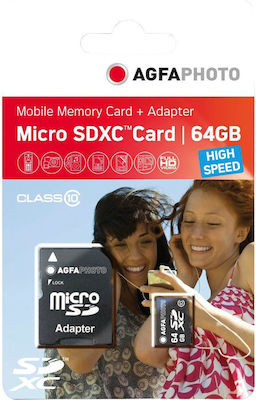 AgfaPhoto microSDXC 64GB Clasa 10 U1 UHS-I cu adaptor