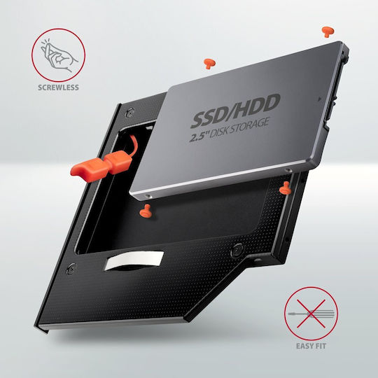 Axagon Caddy RSS-CD09 ODD - 2.5" SATA SSD/HDD Caddy 9.5 MM Negru (RSS-CD09)