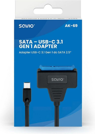 Savio Usb-C 3.1 Gen 1 (M) - Sata (F) USB to SATA Black