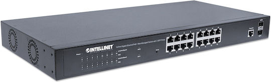 Intellinet 561198 Unverwaltet L2 PoE+ Switch mit 16 Ports Gigabit (1Gbps) Ethernet und 2 SFP Ports