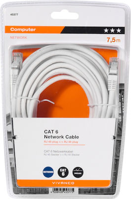 Vivanco F/UTP Cat.6 Ethernet Network Cable 7.5m White 1pcs