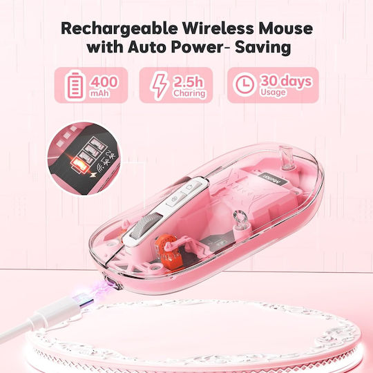 Meetion MT-BTM005 Wireless Bluetooth Mouse Pink
