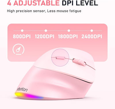 Meetion MT-BTM010R Wireless Ergonomic Bluetooth Mouse Pink