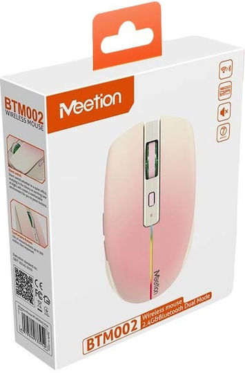 Meetion BTM002 Ασύρματο Bluetooth Ποντίκι Ροζ