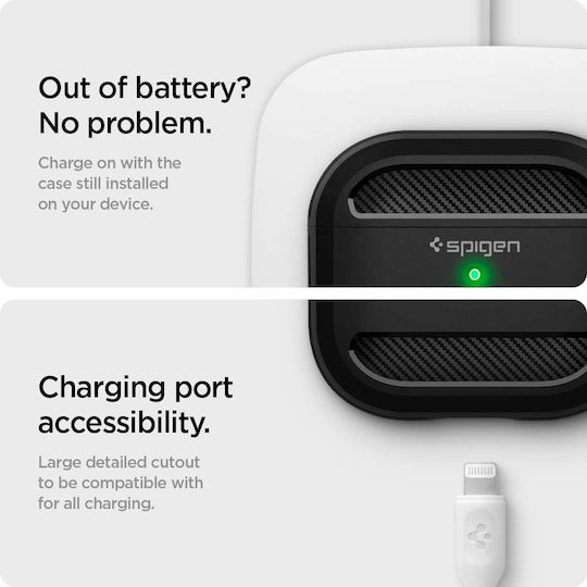 Spigen Rugged Armor Case Silicone with Hook Matte Black for Apple AirPods 3