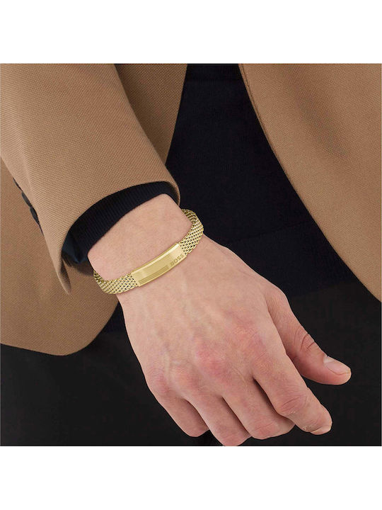 Boss Men's Steel Gold Plated Bracelet 21cm