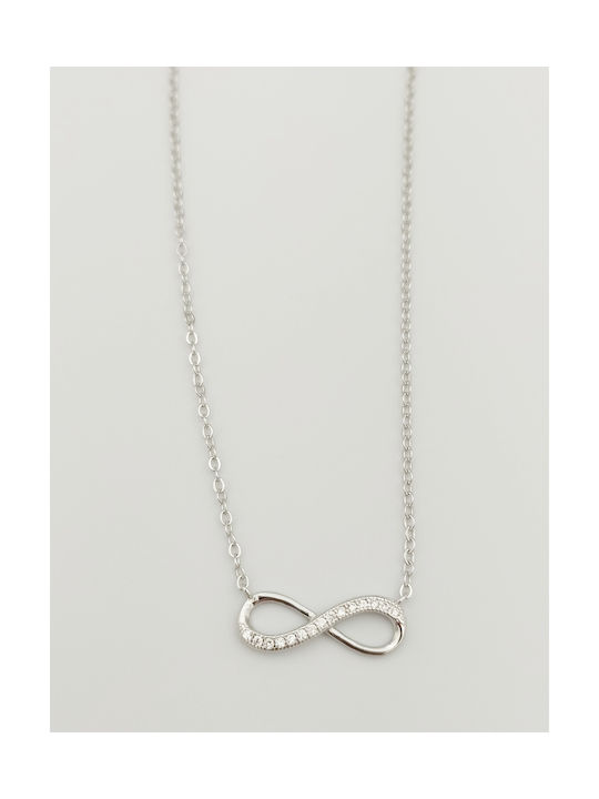 Necklace Infinity from Silver with Zircon