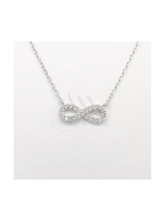 Necklace Infinity from Silver with Zircon