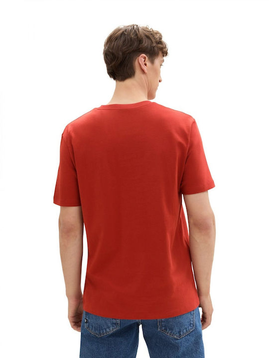 Tom Tailor T-shirt Bărbătesc cu Mânecă Scurtă Red, Velvet Red