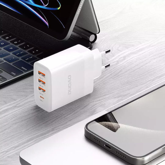 Dudao Φορτιστής Χωρίς Καλώδιο με 3 Θύρες USB-A και Θύρα USB-C 20W Power Delivery / Quick Charge 3.0 Λευκός (A5HEU)