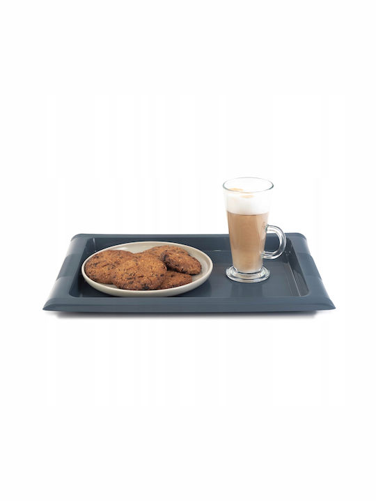 Kadax Plastic Dreptunghiular Tavă de Servire cu Mânere în Culoare Gri 40x28cm 32995 1buc