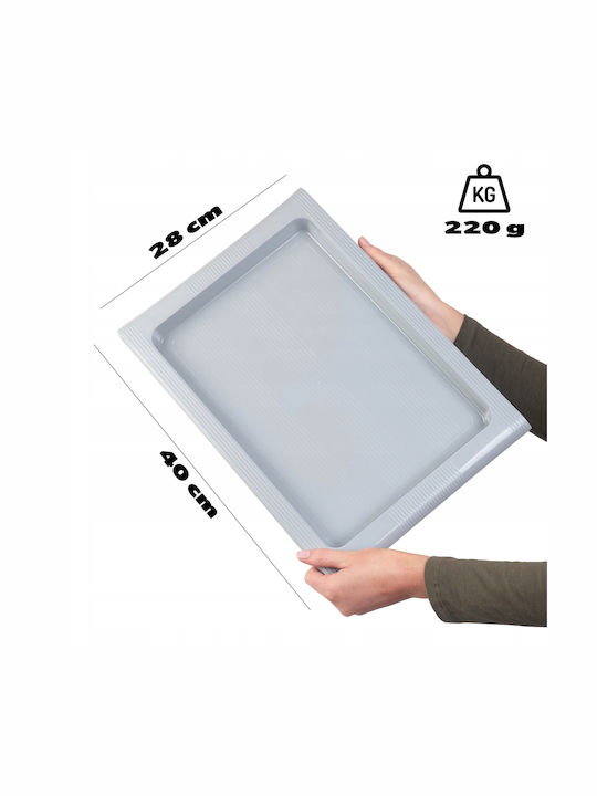 Kadax Plastic Rectangular Serving Tray with Handles in Gray Color 40x28cm 32994 1pcs