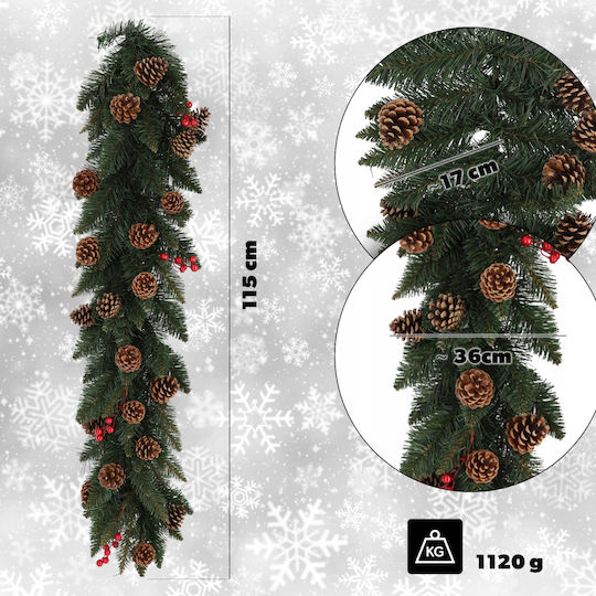 Kadax Christmas Garland 115 Cm Dense Pinecones
