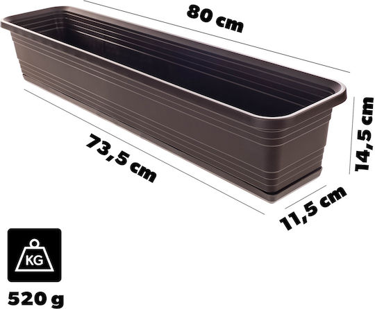 Kadax Balcony Planter Box Flower Pot 80cm with Saucer Mocha