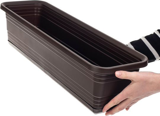Jardinieră pentru balcon Kadax, ghiveci de flori 60cm + farfurie Mokka