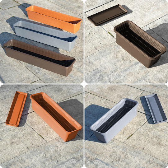 Jardinieră pentru balcon Kadax, ghiveci de flori 60cm + farfurie Mokka