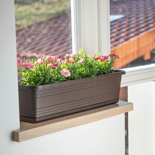 Jardinieră pentru balcon Kadax, ghiveci de flori 60cm + farfurie Mokka