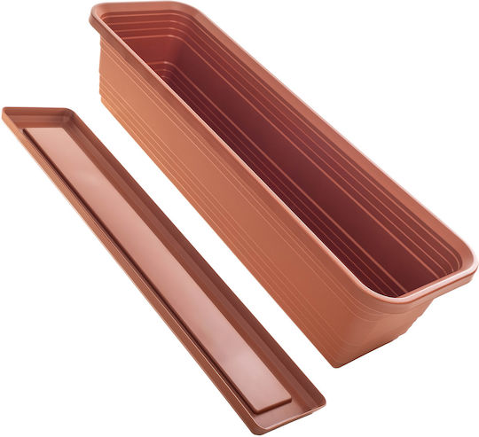 Kadax Jardiniere pentru Balcon Ghiveci de Flori 60cm + Farfurie Teracotă
