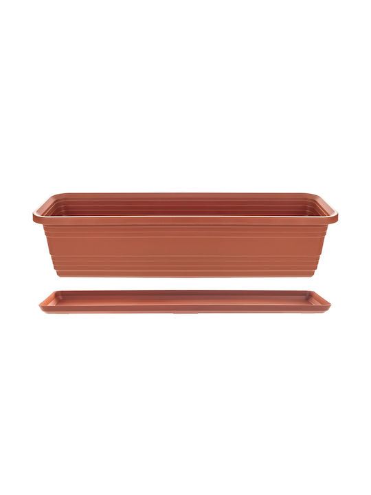 Kadax Balcony Planter Box Flower Pot 60cm + Terracotta Saucer