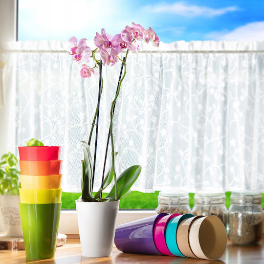 Kadax Orchid Pot Cover Plastic Plant Stand 13 Cm Ecru