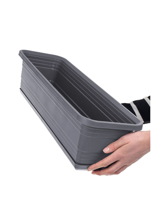 Kadax Balkon Pflanzkasten Blumenkasten 60cm + Untersetzer Anthrazit