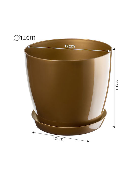 Kadax Plastic Pot Saucer 12cm Gold Flower Planter