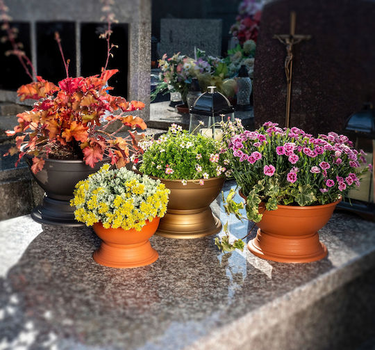 Ghiveci de Flori pentru Cimitir Kadax, Vas pentru Mormânt, Ghiveci din Plastic 30cm