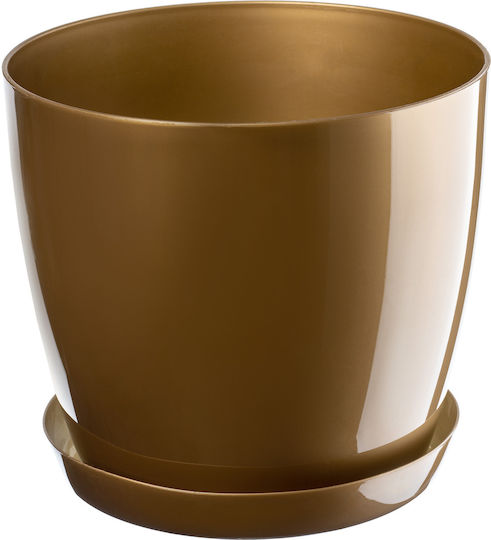 Kadax Untersetzer aus Kunststoff 12cm Gold Blumentopf