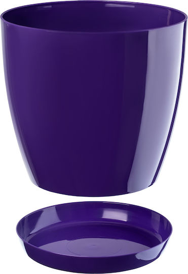 Kadax Pot with Saucer Plastic Cover Pot 28cm Purple Flowers