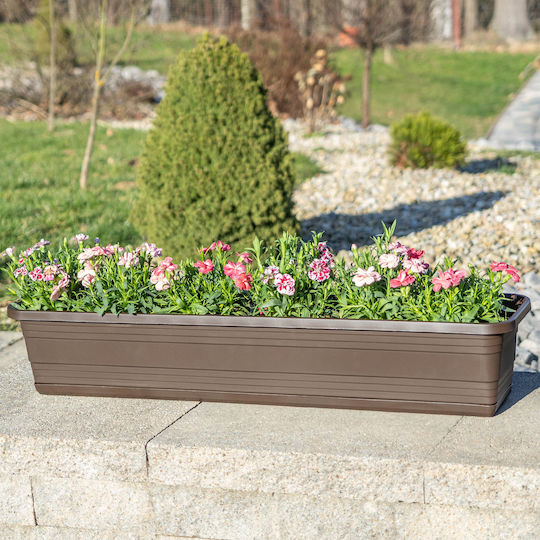 Kadax Balcony Flower Pot Box 40cm with Saucer Mocha