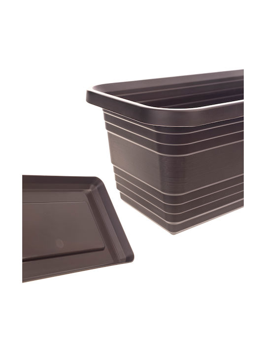 Kadax Balcony Flower Pot Box 40cm + Saucer Mocha