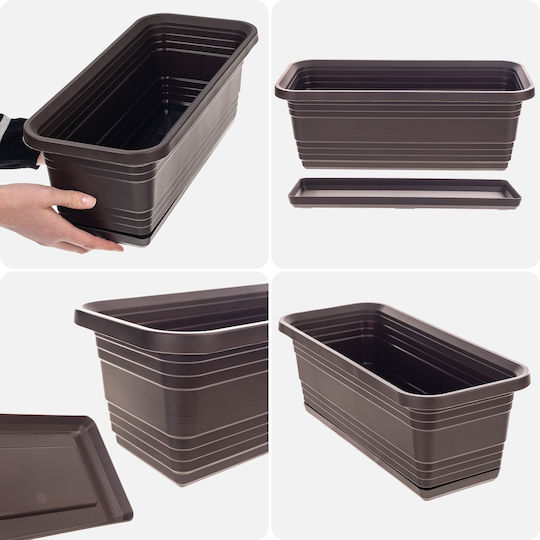 Kadax Balcony Flower Pot Box 40cm with Saucer Mocha