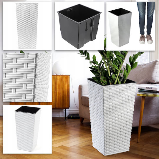 Kadax Set 3 Planters Rattan Insert White 75cm